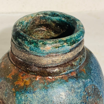 Vintage Raku stentøjs vase, signeret