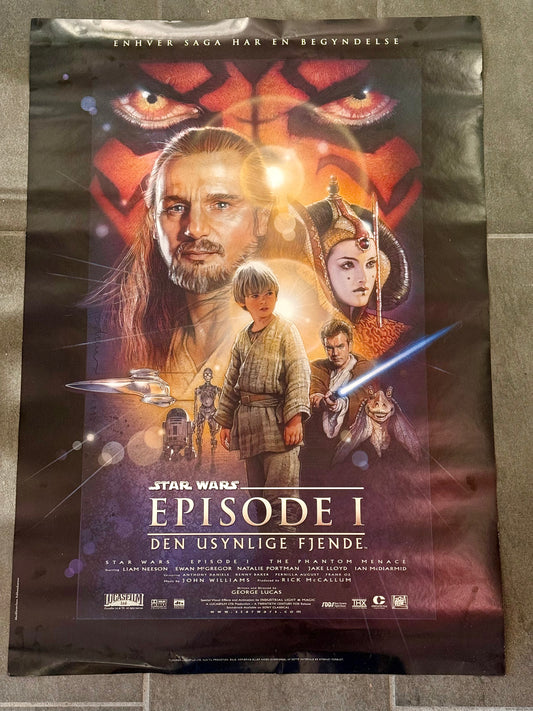 Original dansk STAR WARS Episode 1 film premiere plakat, fra 1999.