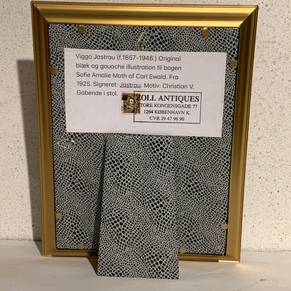 Viggo Jastrau (f.1857-1946.) Illustration af Christian V til Carl Ewald bog. Fra 1925.