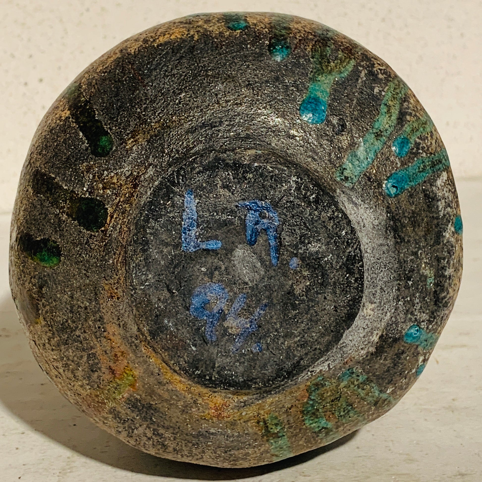 Vintage Raku stentøjs vase, signeret