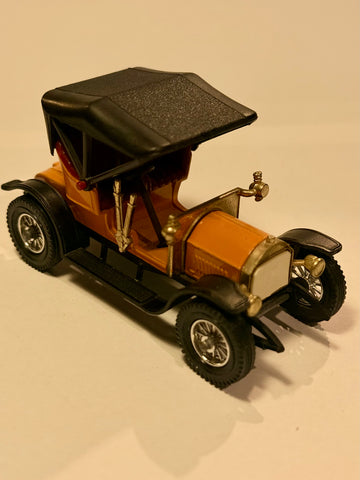 Vintage Lesney Matchbox 1909 Opel coupe metal car, from the 1970s.