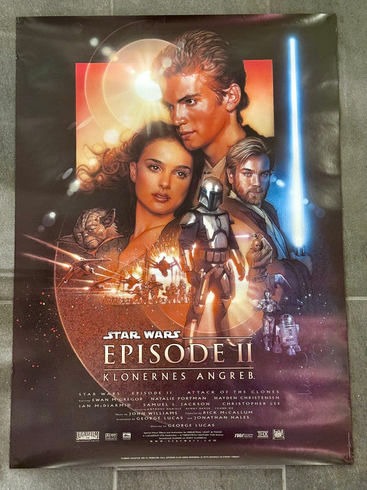 Original dansk STAR WARS Episode 2 film premiere plakat, fra 2002.