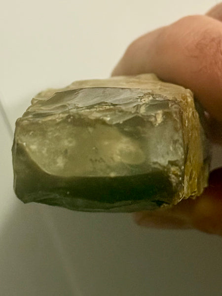 Danish antique. Thick-cracked Lindø axe in flint. Late Jættestuet period.