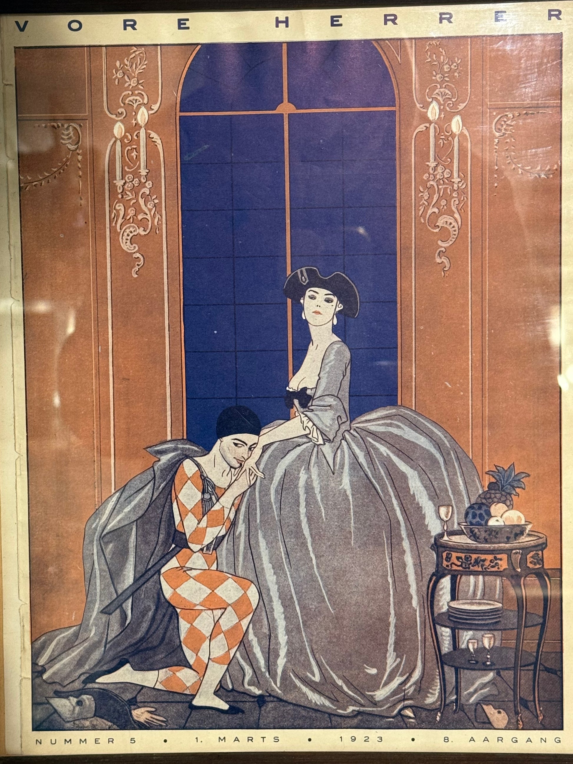 Antik original Art Deco George Barbier magasin forside, fra 1923