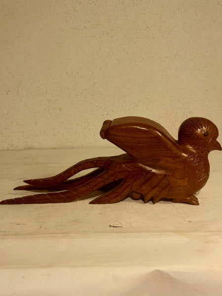 Vintage teak paradise flycatcher box.