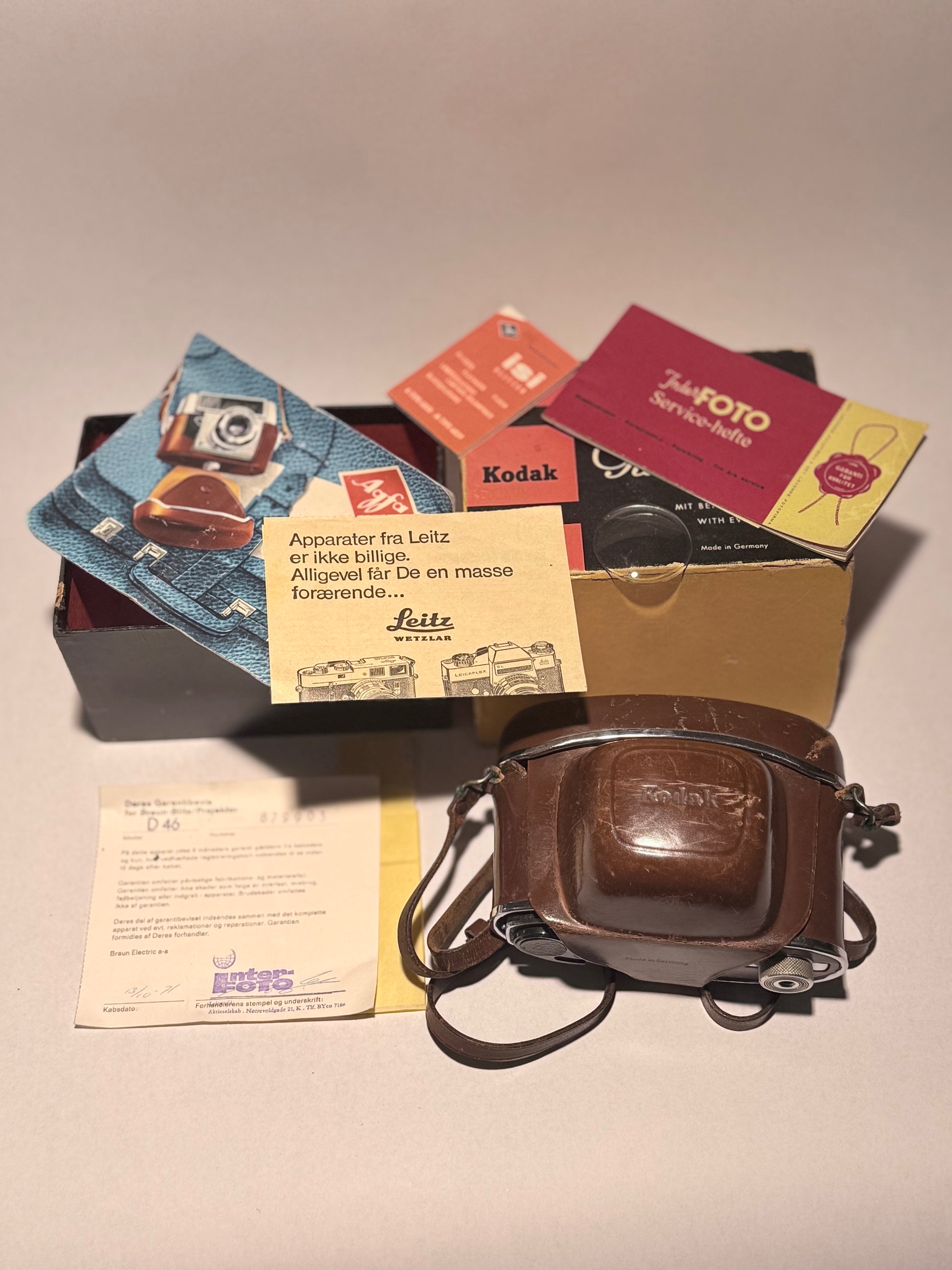 Vintage Kodak Retinette IB analog kamera med æske mm. Fra 1960'erne