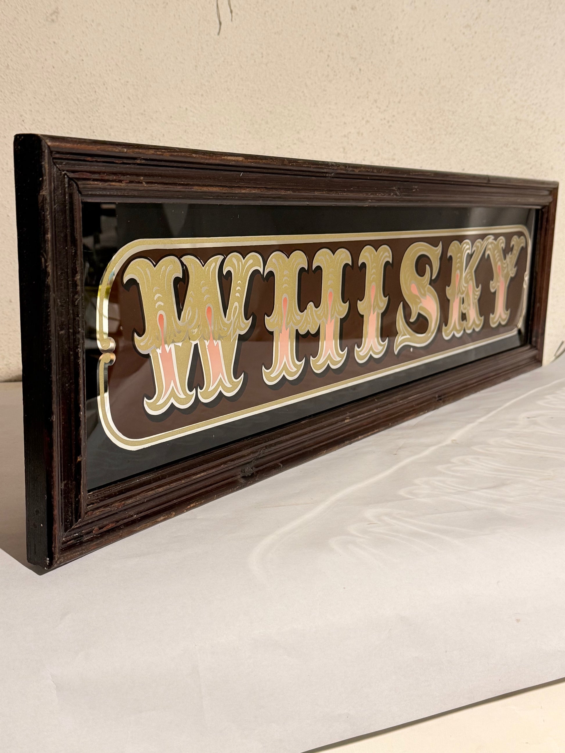 Vintage WHISKY pubskilt i glas