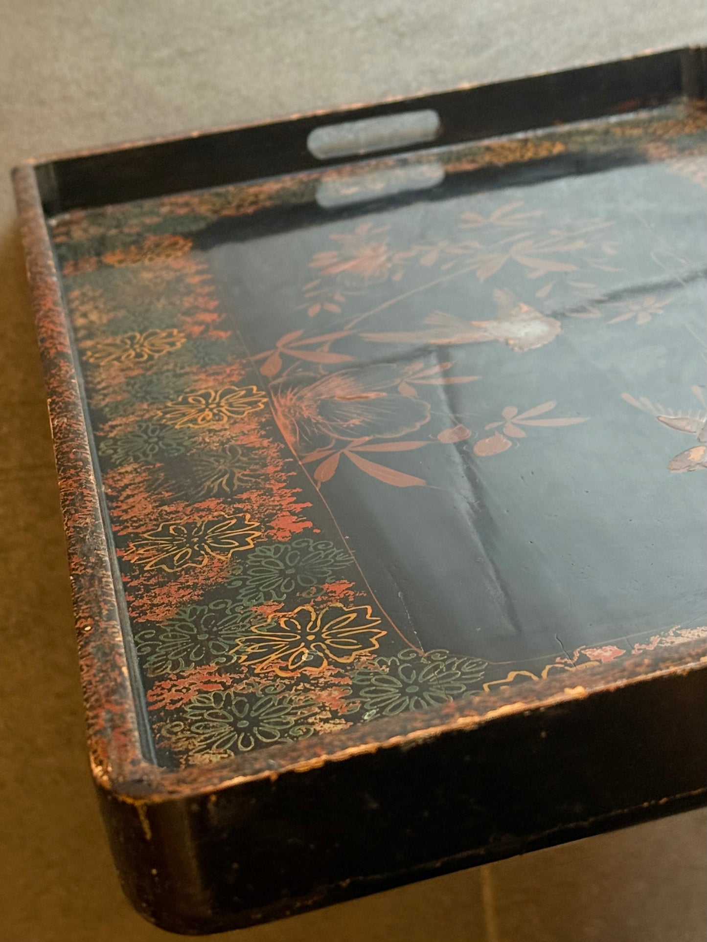 Antik Japansk Urushi lak bakke, start 1900 tallet