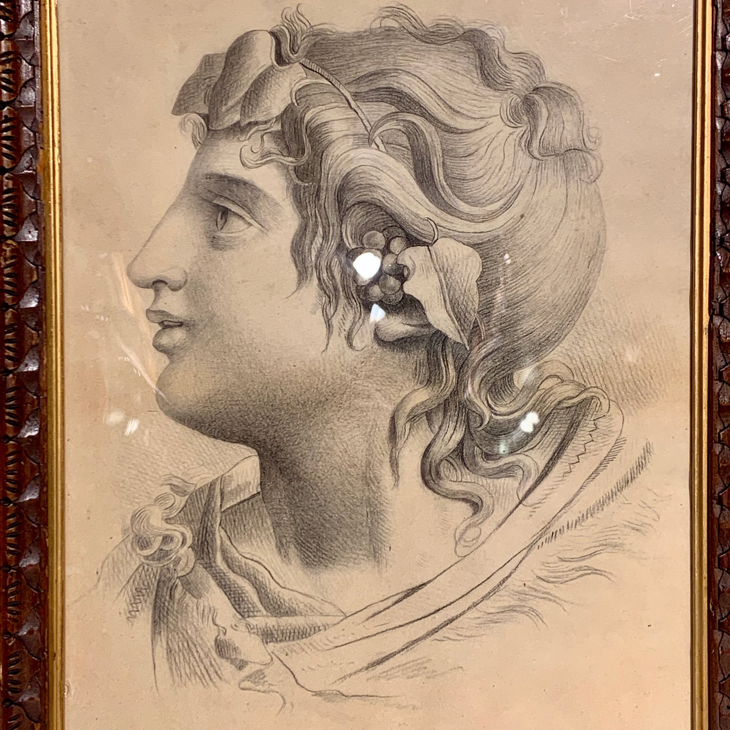 Afrodite. Antik blyants tegning fra start/midt 1800 tallet.