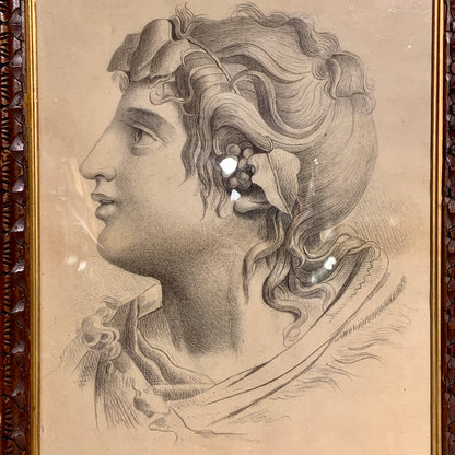 Afrodite. Antik blyants tegning fra start/midt 1800 tallet.