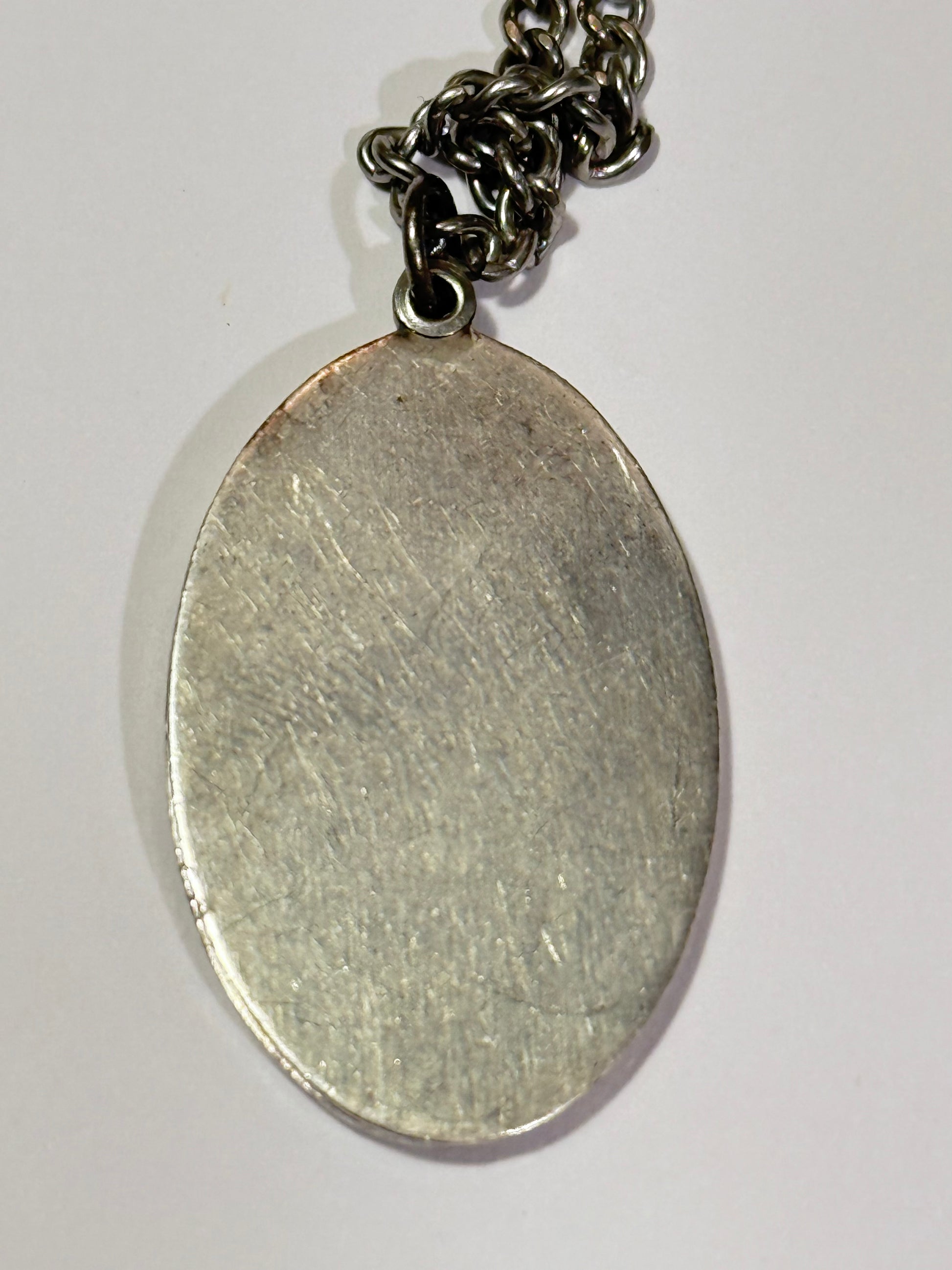 Vintage skt. christopher protect us sølv medaljon & kæde