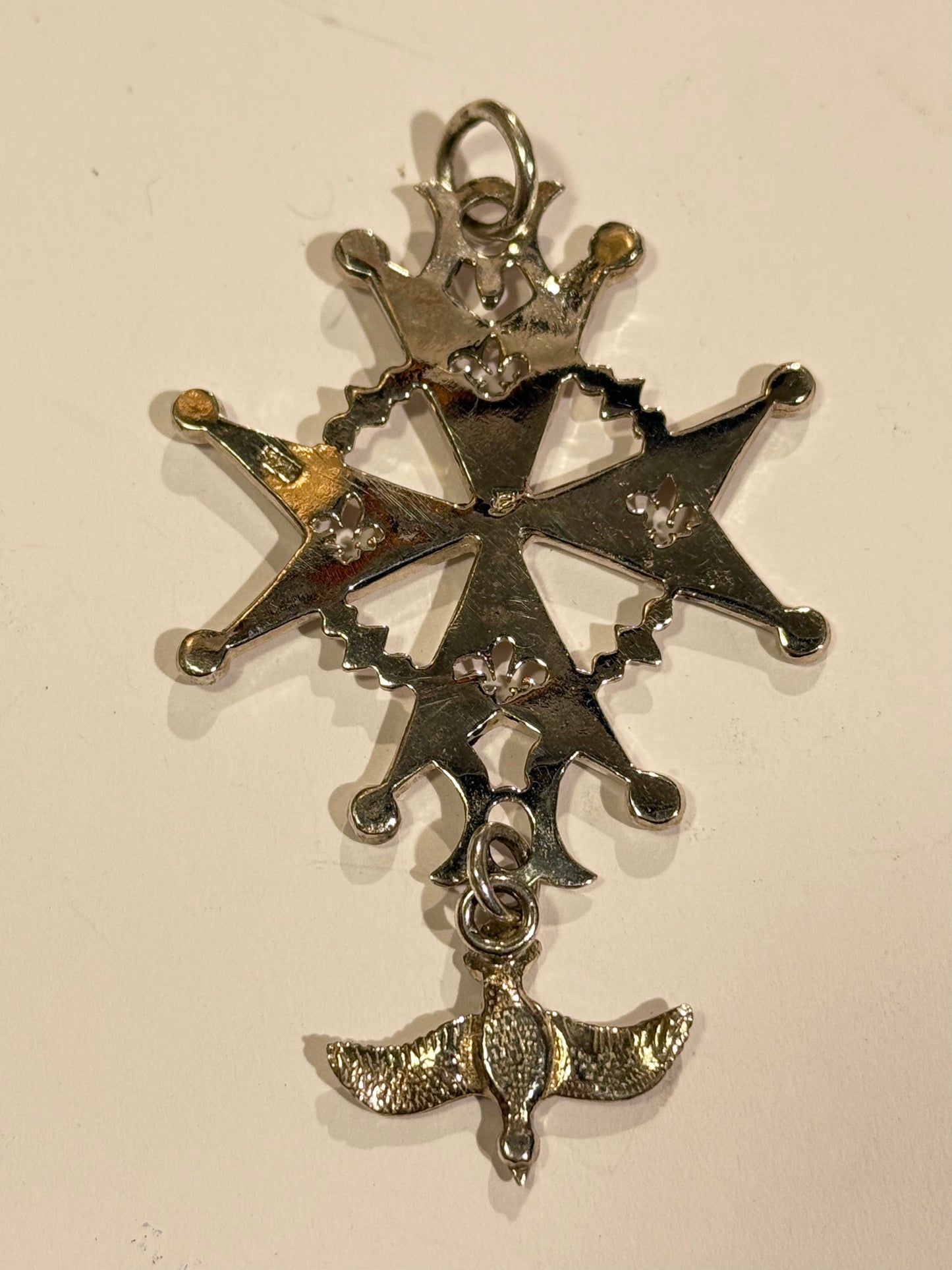 Fransk Huguenot kors vedhæng i sterling sølv. Midt 1900 tallet