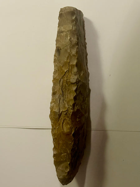 Danish antique. Thick-cracked Lindø axe in flint. Late Jættestuet period.