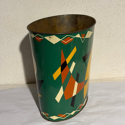 Vintage retro metal affaldsspand med geometriske mønstre. Midt 20.Årh