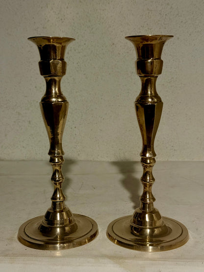 Antikke danske messing lysestager. Fra 1800 tallet.