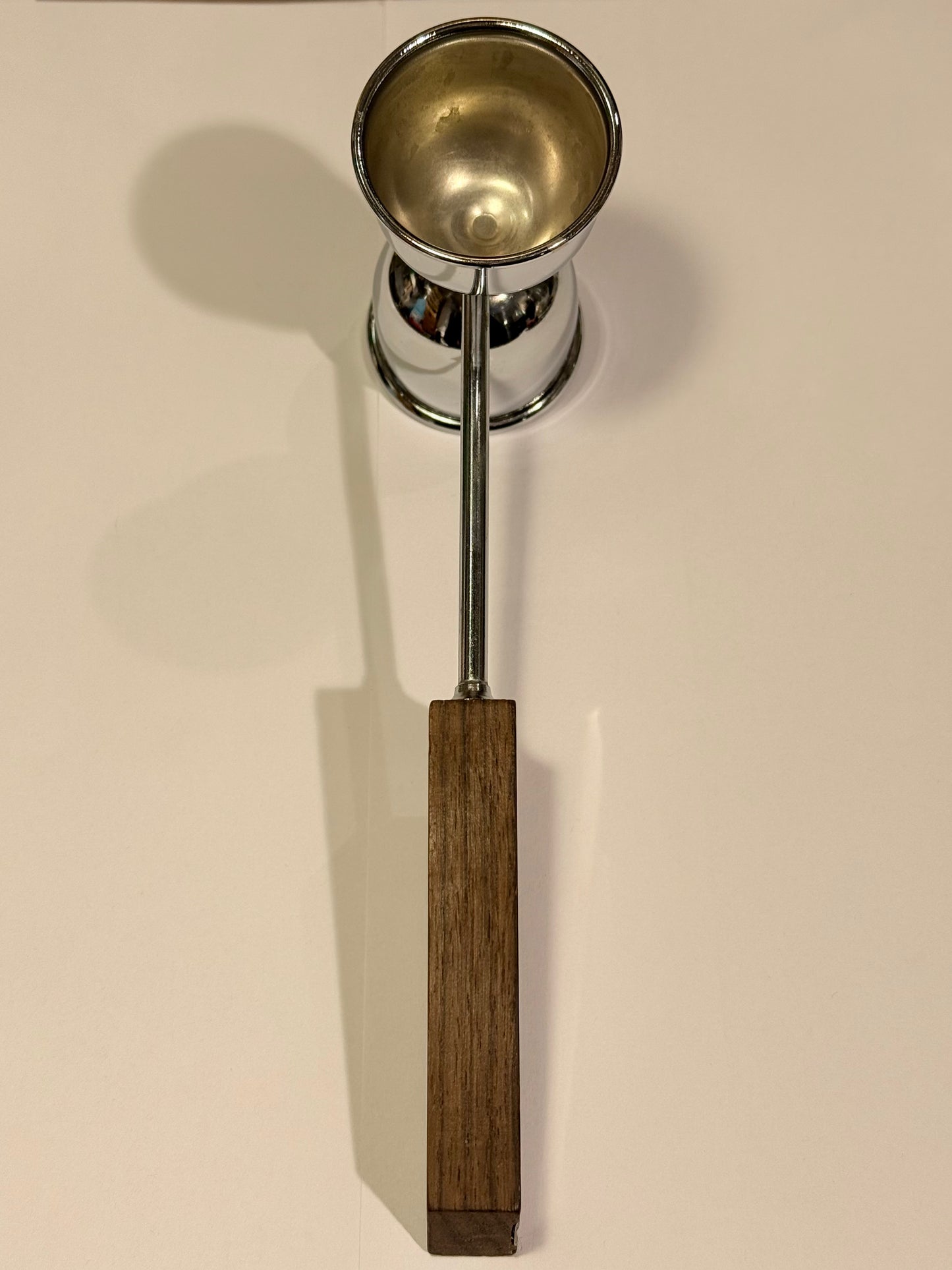 Vintage dobbelt cocktail målebæger i stål & palisander