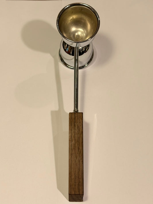 Vintage dobbelt cocktail målebæger i stål & palisander