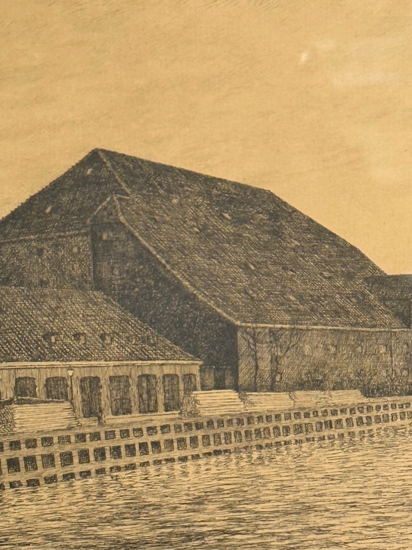 Lithograph by Adolf Larsen (b. 1856-1942) from Frederiksholms Canal, Copenhagen, 1925