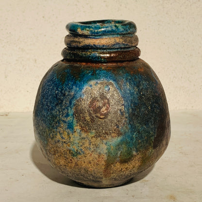 Vintage Raku stentøjs vase, signeret