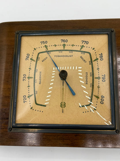 Art Deco SBF Barometer med thermometer. Danmark. Start/midt 20.Årh
