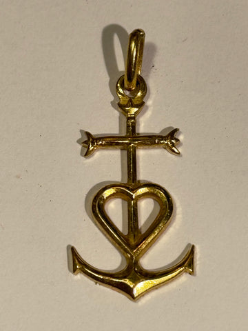 Vintage Tro, håb & kærlighed vedhæng i forgyldt metal