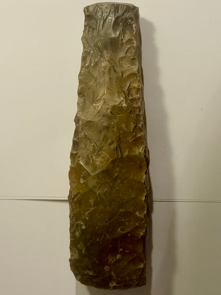 Danish antique. Thick-cracked Lindø axe in flint. Late Jættestuet period.