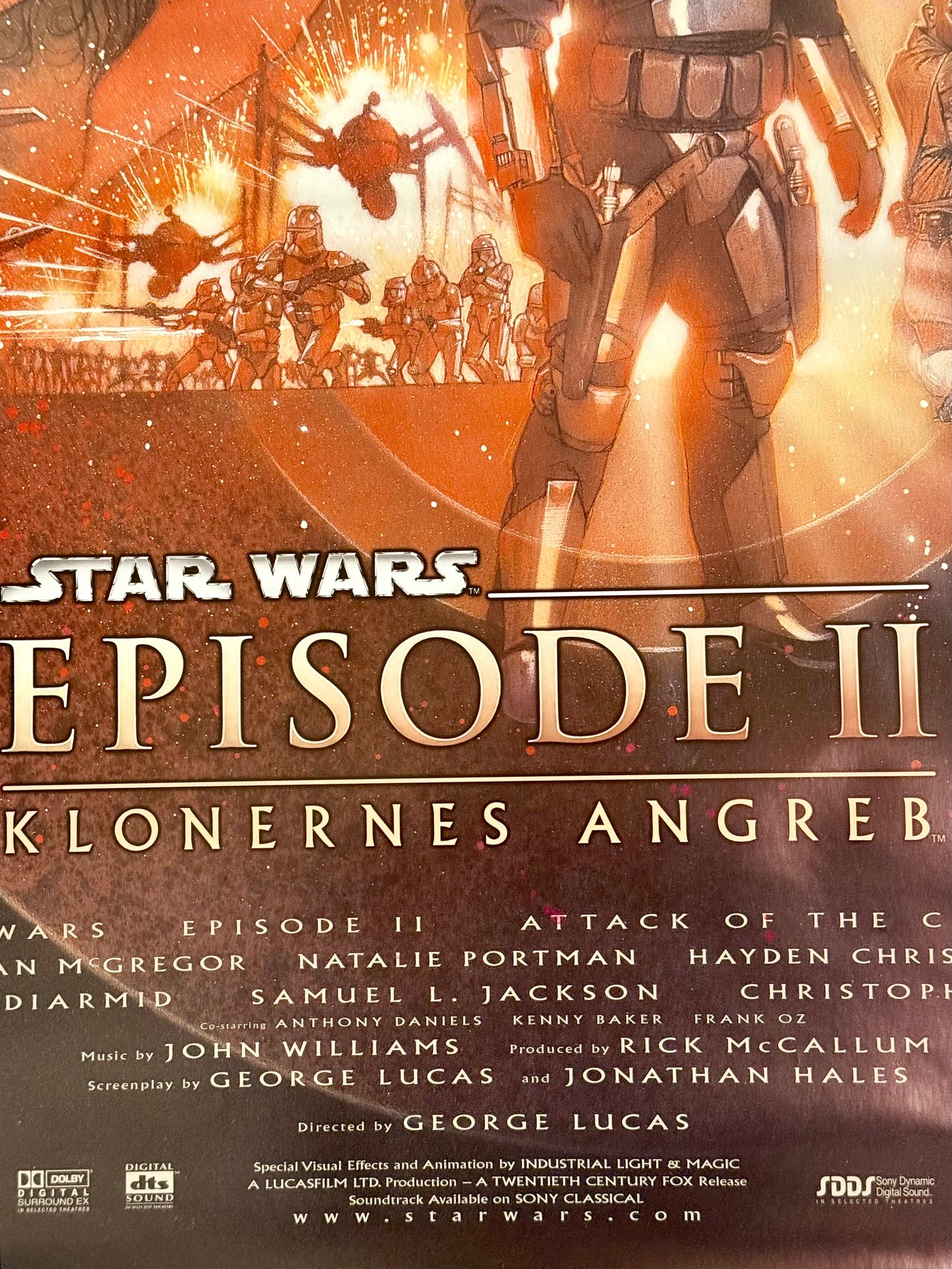 Original Danish STAR WARS Episode 2 movie premiere poster, from 2002.