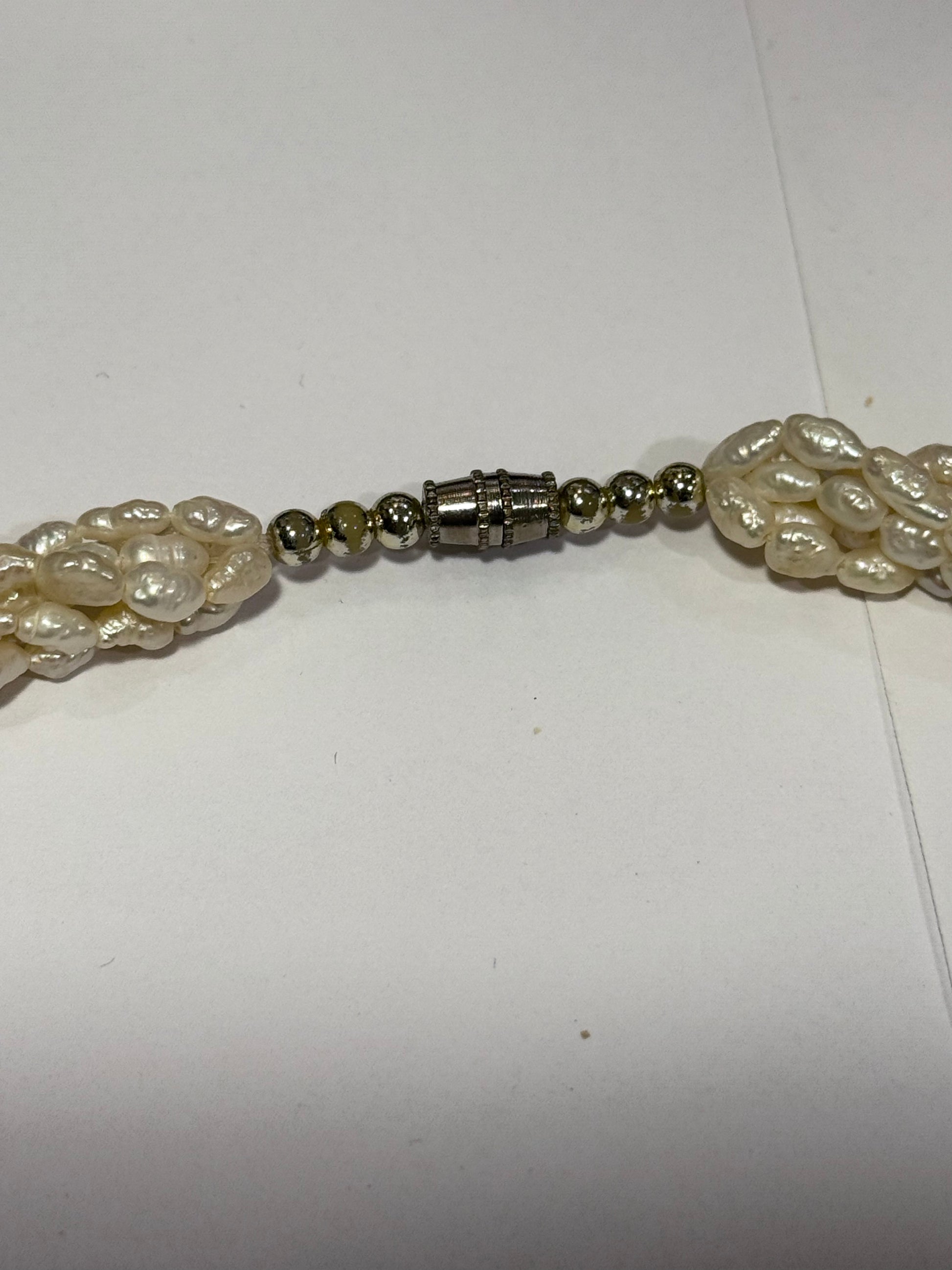 Antik ægte 5-radet ferskvands perle halskæde. Fra start 1900 tallet