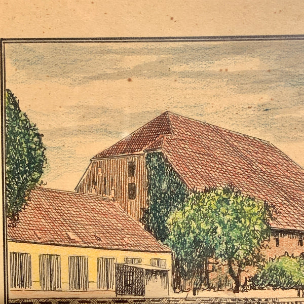 Ældre tegning, Kongens bryghus, signeret, fra 1930.