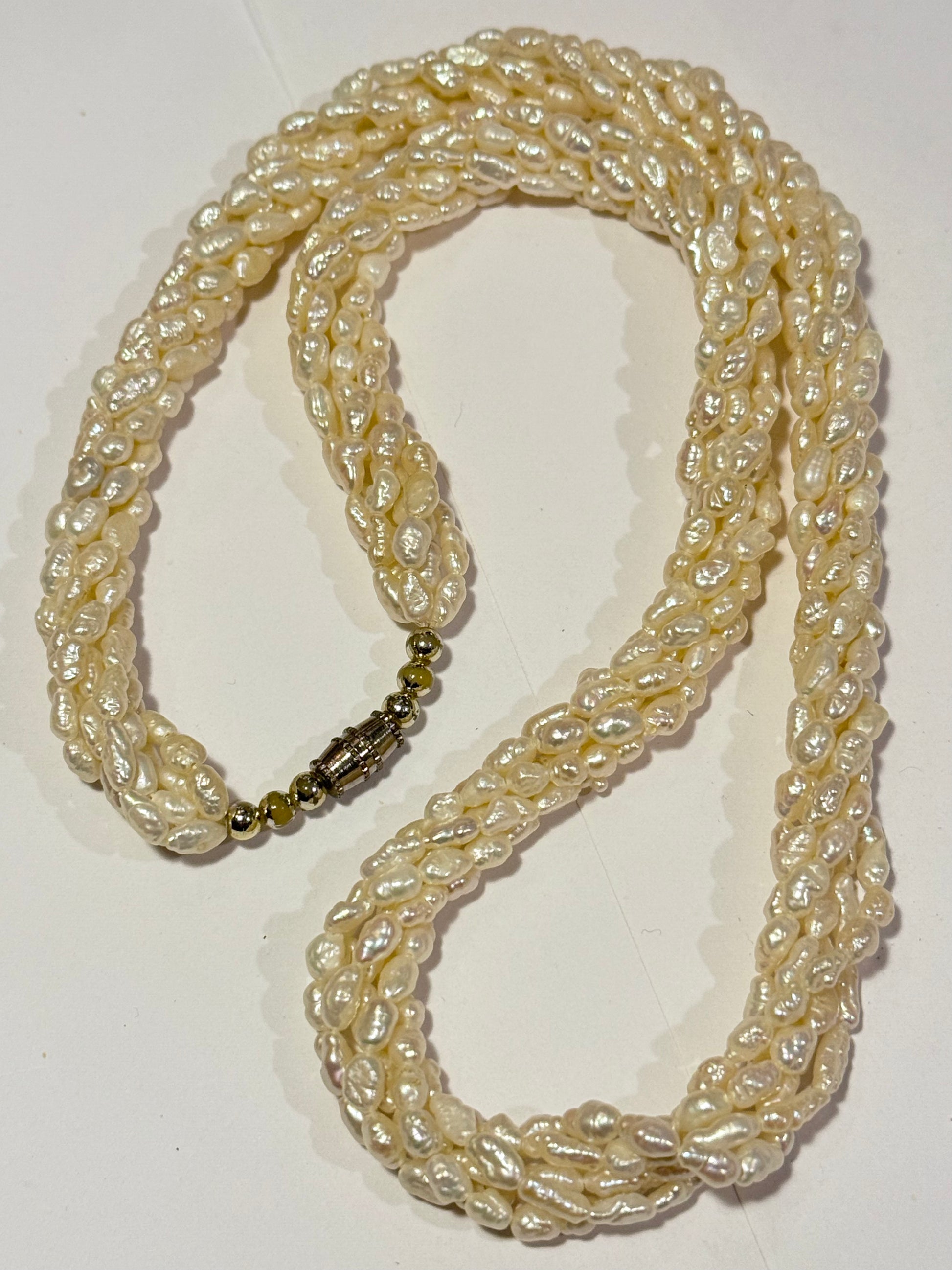 Antik ægte 5-radet ferskvands perle halskæde. Fra start 1900 tallet