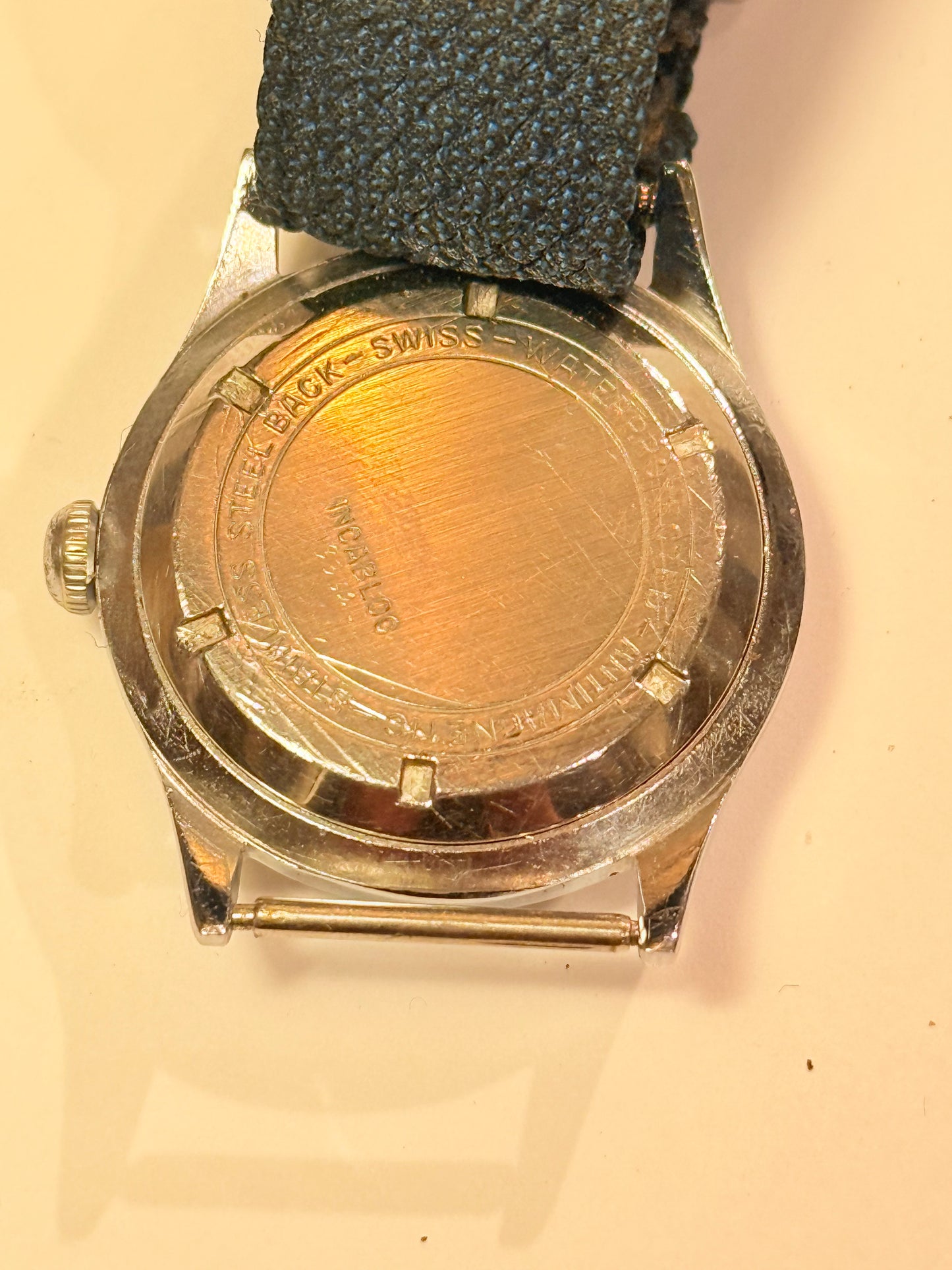Vintage watch with a black strap. From mid/late 1950s