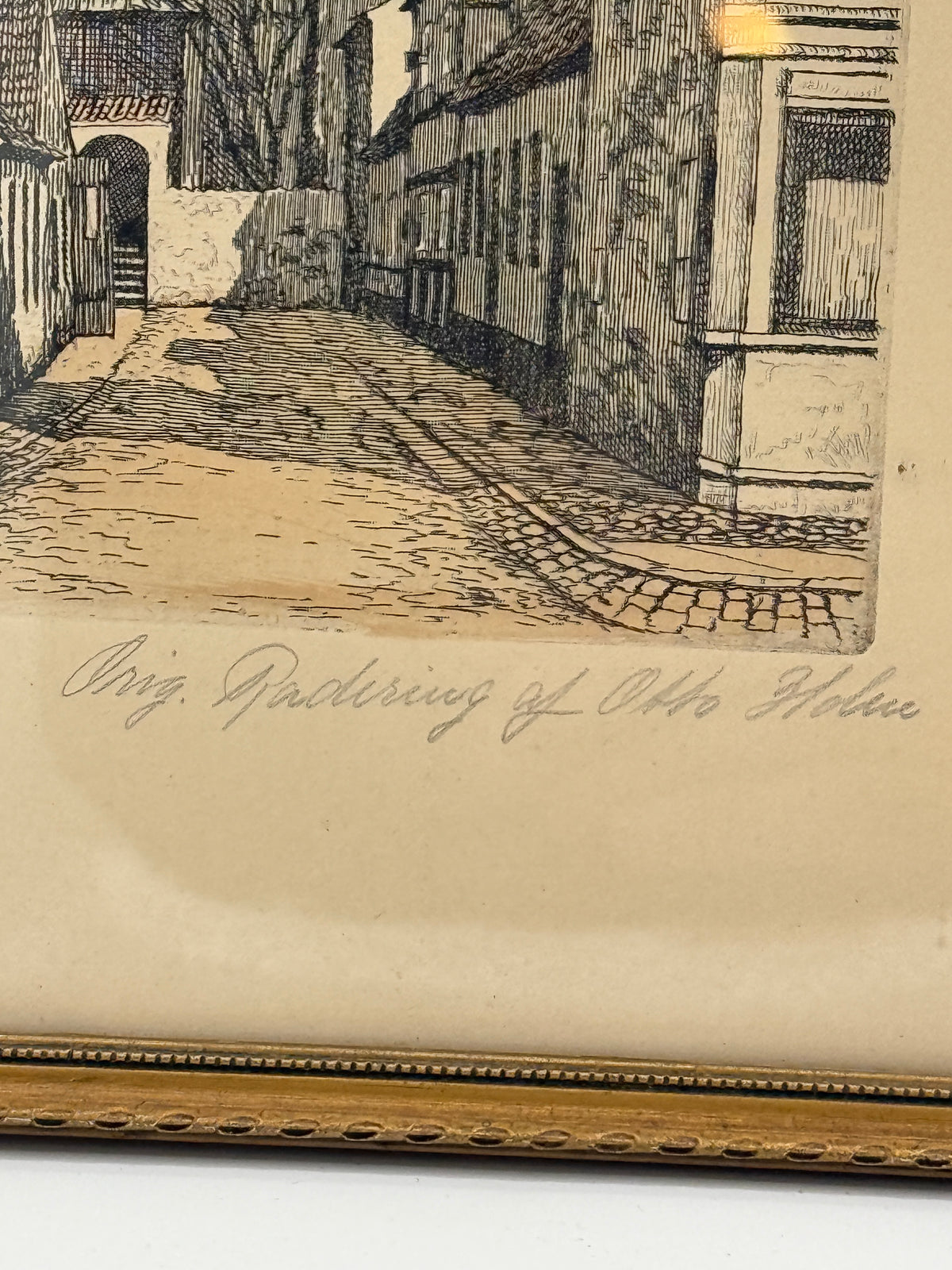 Otto Holm (f.1879-1966.) Radering af Horsens kirkegyde. Fra 1920érne