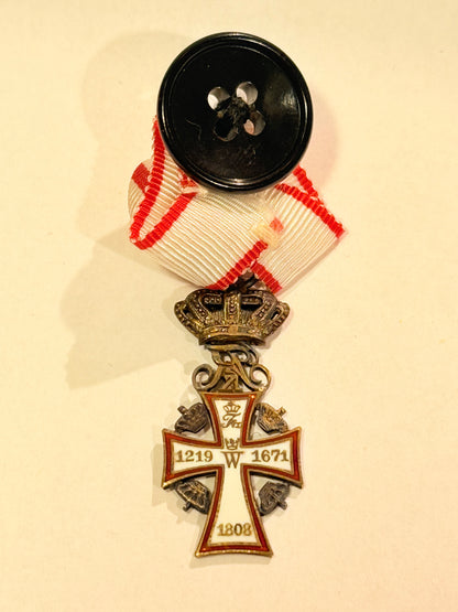 Miniaturemedalje af det danske Ridderkors - Frederik IX version.