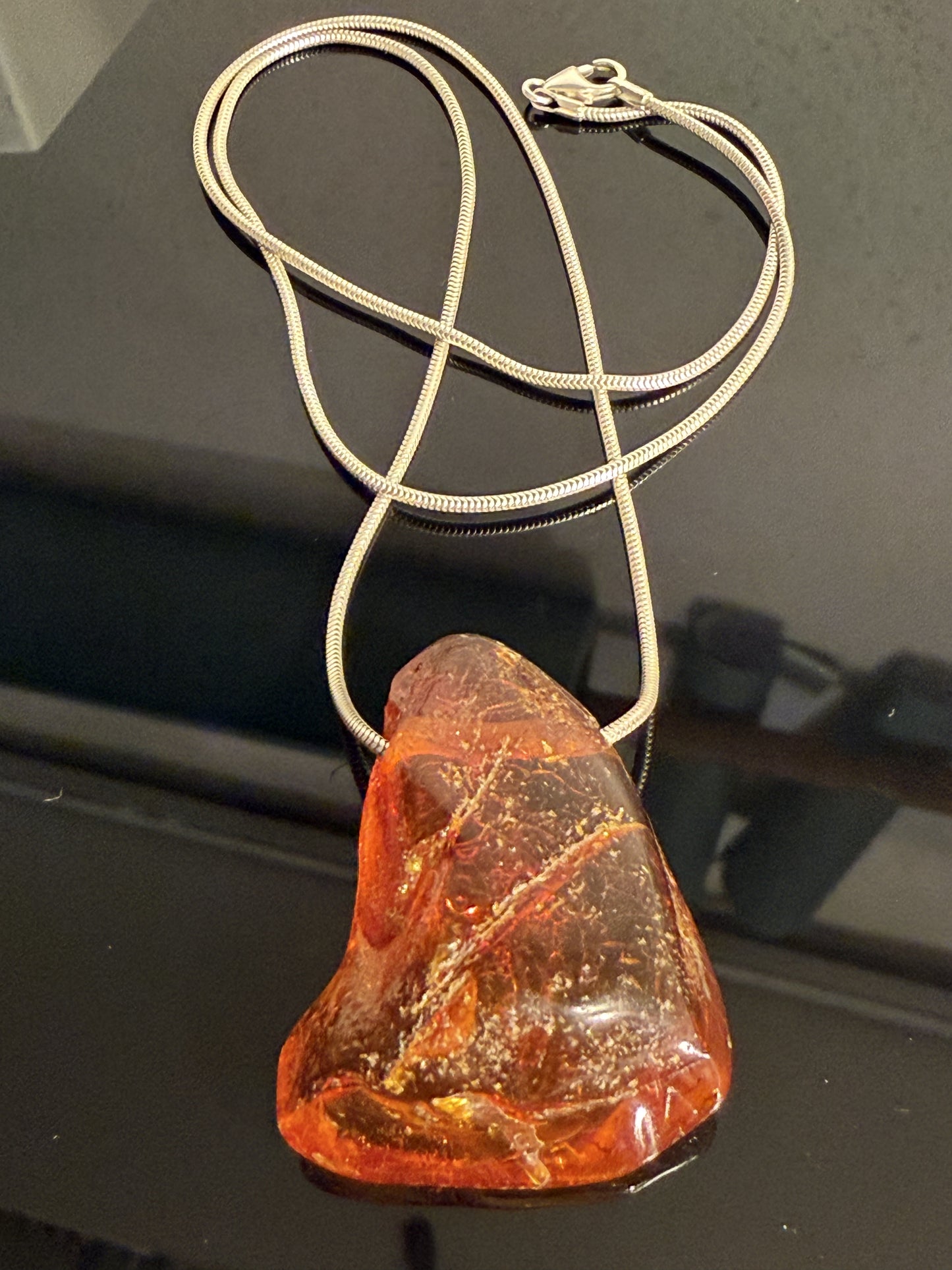 Vintage Amber and sterling silver necklace.