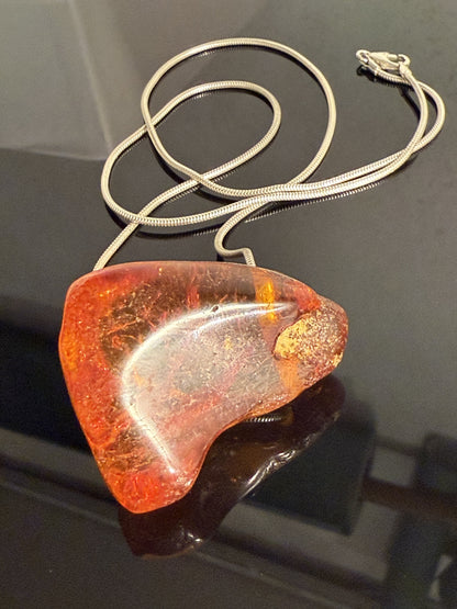 Vintage Amber and sterling silver necklace.