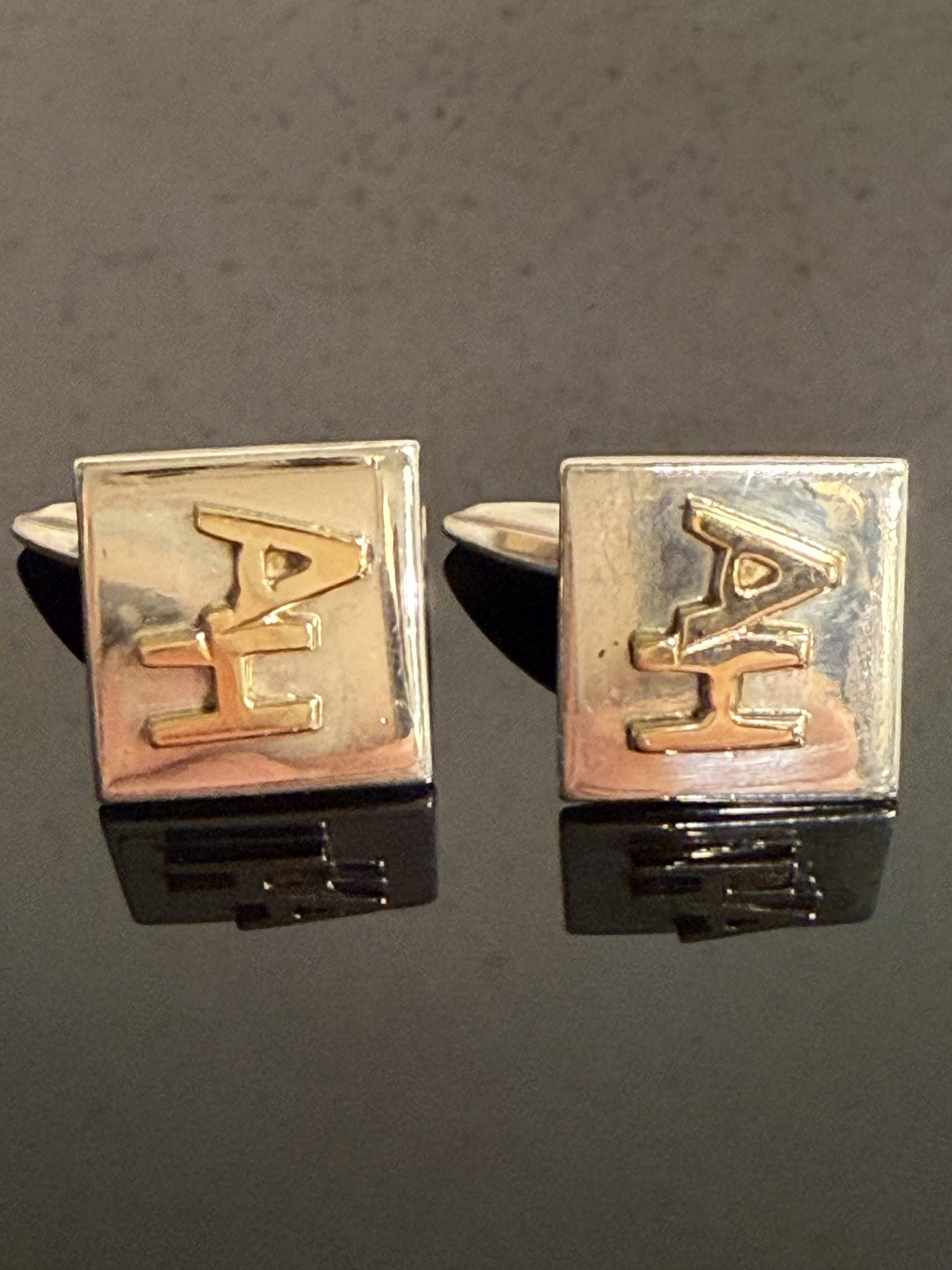 A.Dragsted (1947-?) sterling sølv & guld manchetknapper.