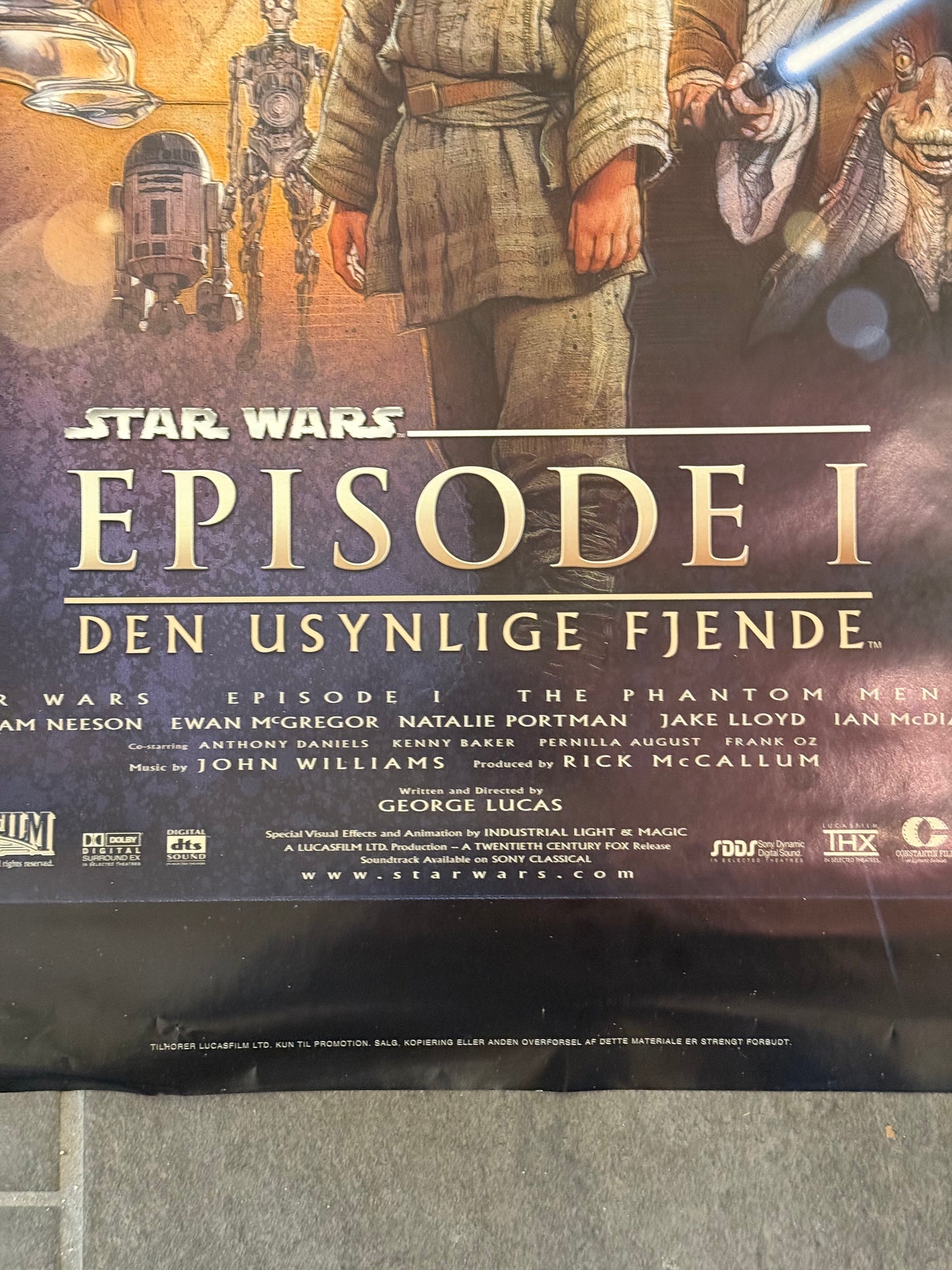 Original Danish STAR WARS Episode 1 movie premiere poster, from 1999.