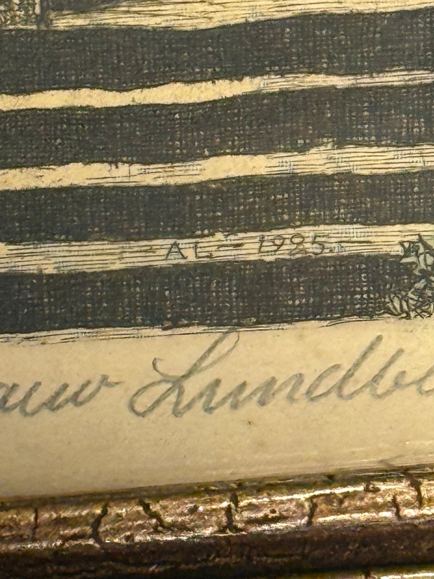 Anker Schouw Lundberg (f.1896-) koloreret radering af Aalborg kloster. Fra 1925