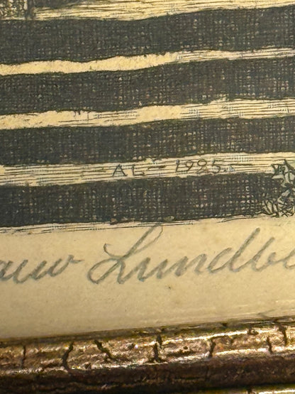 Anker Schouw Lundberg (f.1896-) koloreret radering af Aalborg kloster. Fra 1925