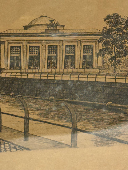 Otto Holm (f.1879-1966) Radering fra Gl.Strand, Kbh. Fra start 1900 tallet