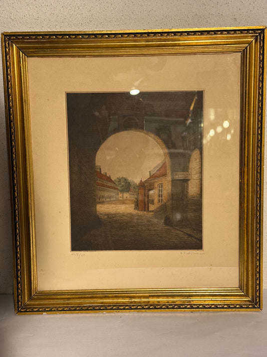 A.F.Willumsen. Koloreret radering af Kastellet, København. Fra slut 19.Årh. start 20.Årh