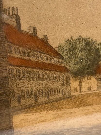 A.F.Willumsen. Koloreret radering af Kastellet, København. Fra slut 19.Årh. start 20.Årh