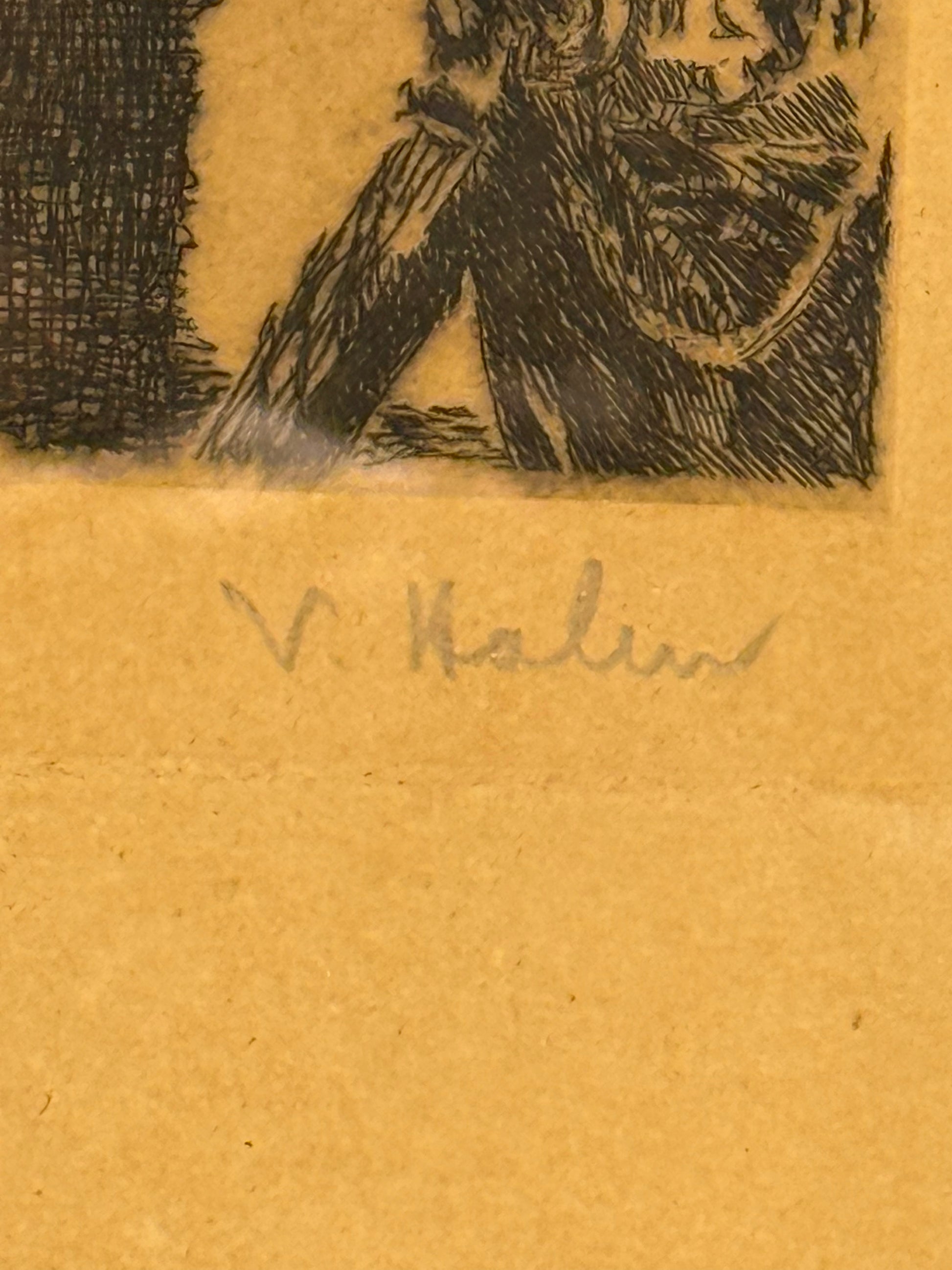Knippelsbro 1816-1869. Antik radering, København, signeret. Fra slut 19. start 20.Årh