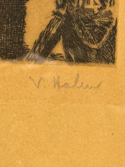 Knippelsbro 1816-1869. Antik radering, København, signeret. Fra slut 19. start 20.Årh