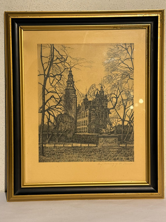 Hans Kruuse (f.1893-1973.) Radering af Rosenborg, København