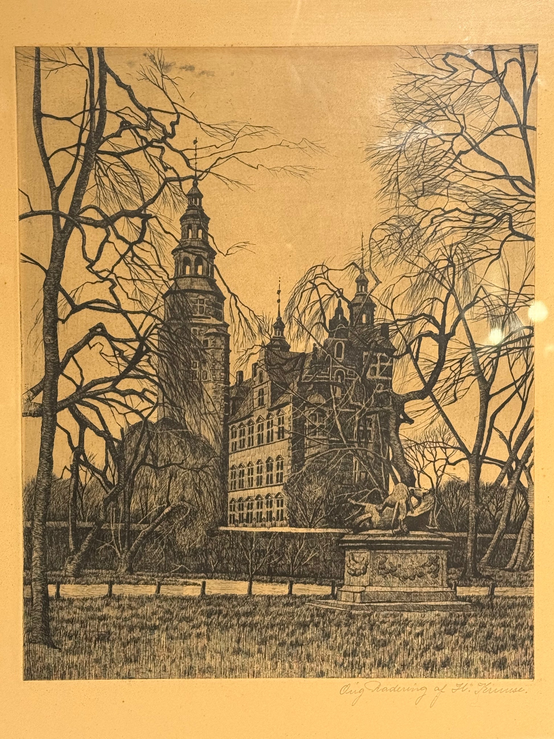 Hans Kruuse (f.1893-1973.) Radering af Rosenborg, København