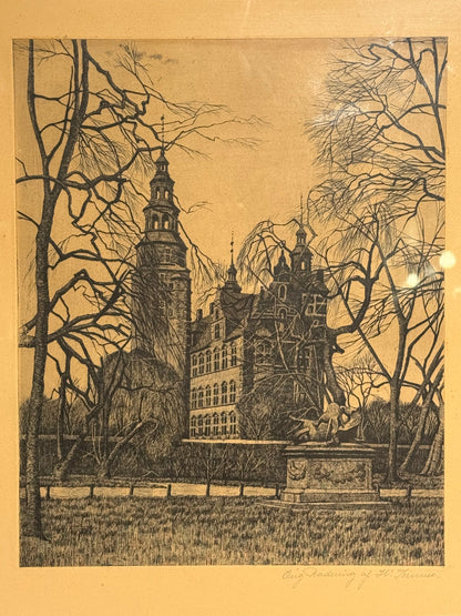 Hans Kruuse (f.1893-1973.) Radering af Rosenborg, København