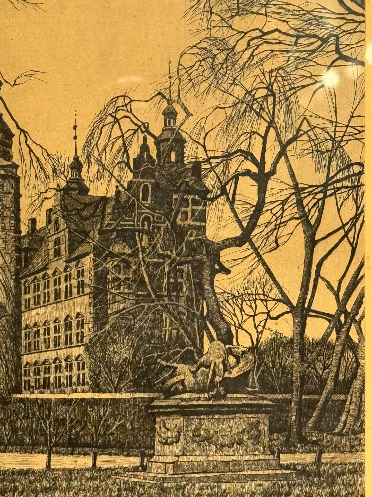 Hans Kruuse (f.1893-1973.) Radering af Rosenborg, København