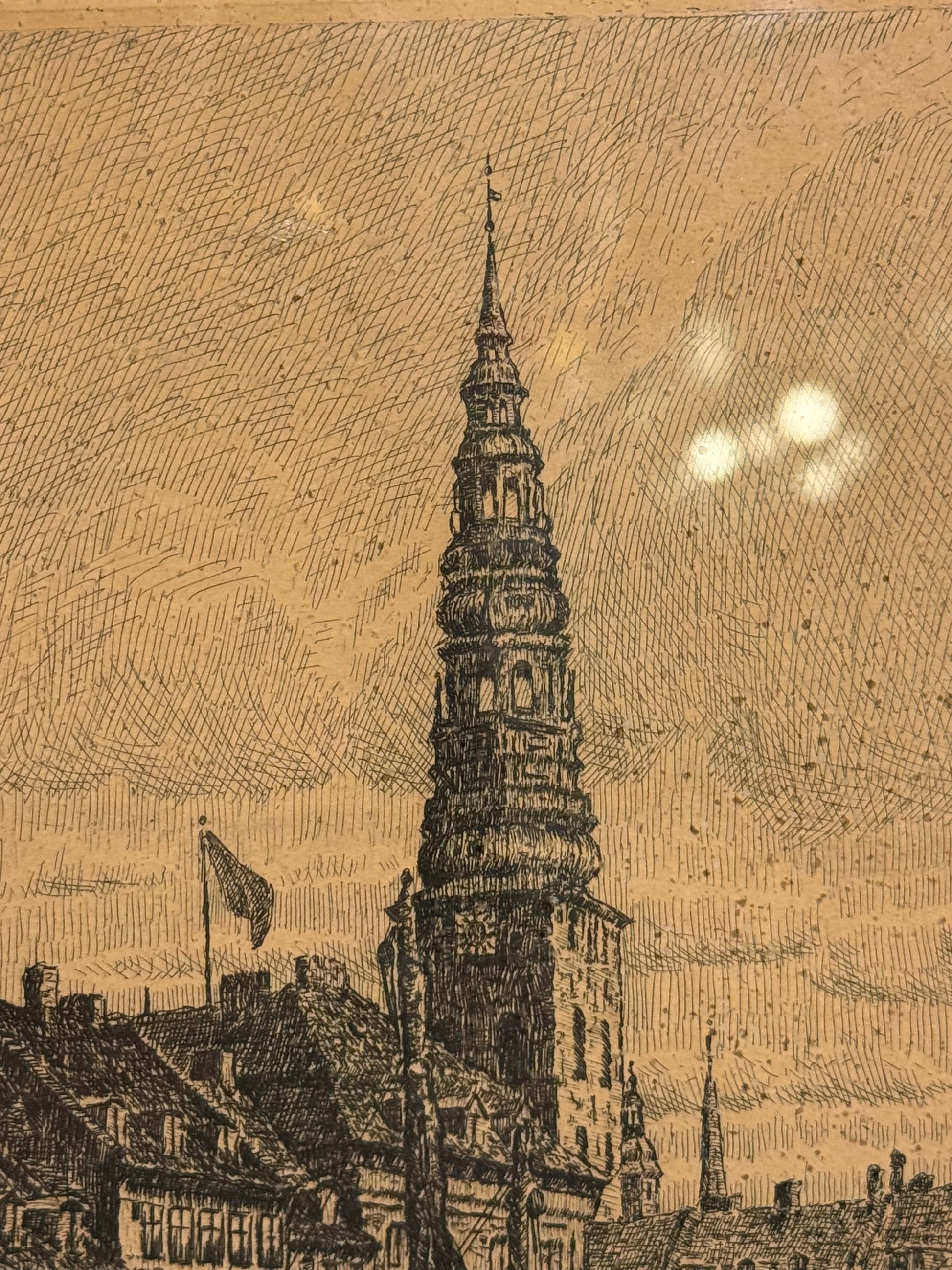 Hans Kruuse (f.1893-1973.) Radering af Gl.Strand, København