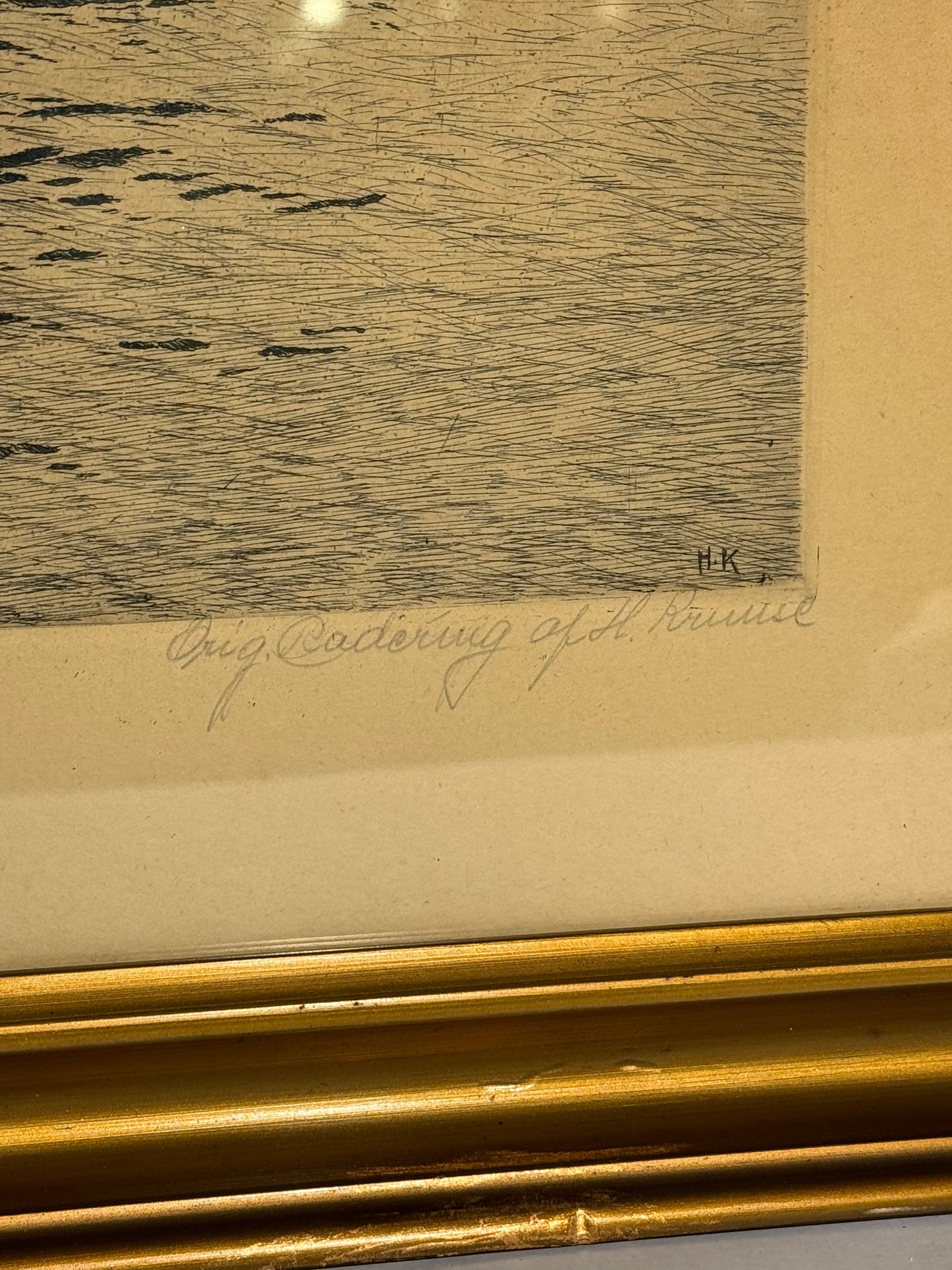 Hans Kruuse (f.1893-1973.) Radering af Gl.Strand, København